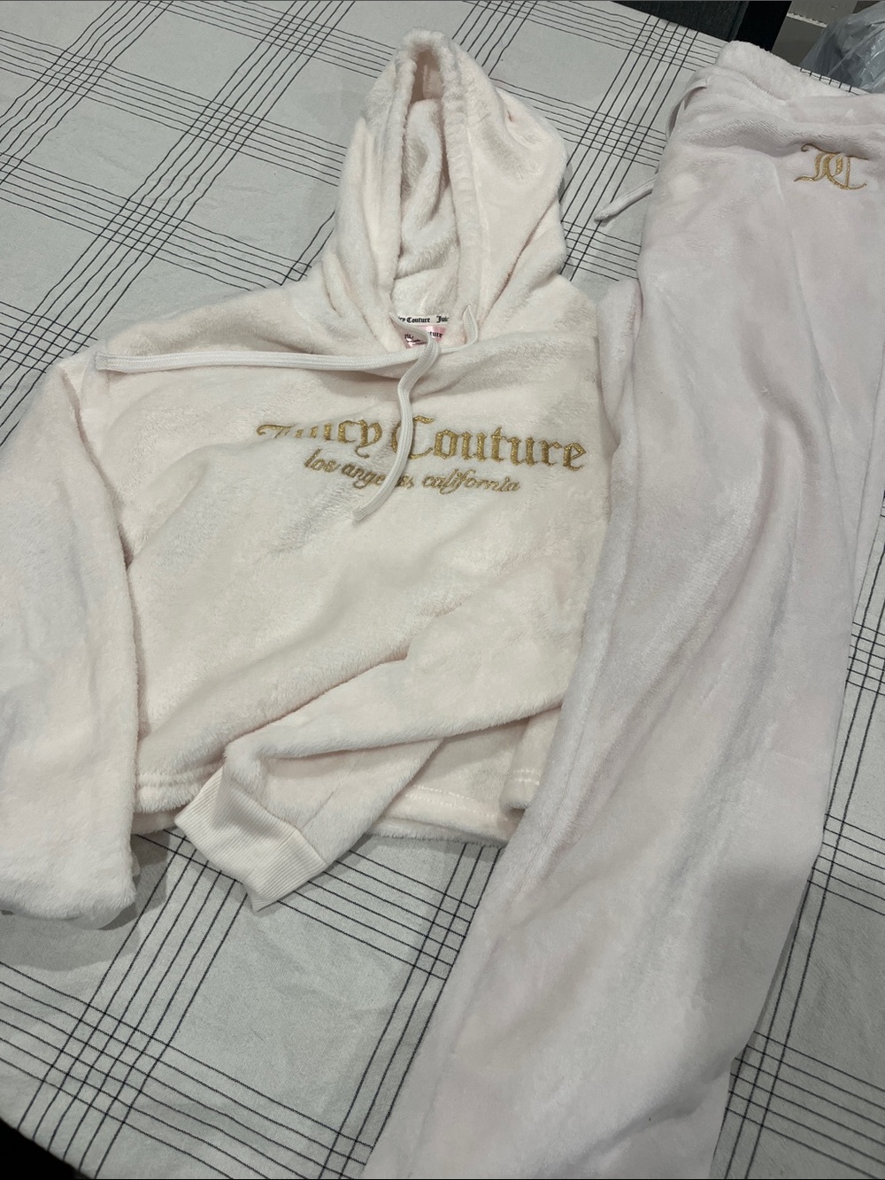 Juicy Couture Light Blush Plush Hoodie and Joggers Set
